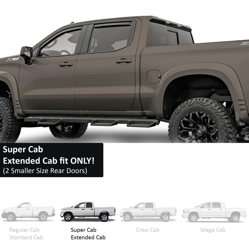 Off Road Black Horse [BHOR in Channel Rain Guards/Wind Deflectors Compatible with 2015-2024 Ford F-150|2015-2024 Ford F-150 Smoke 4 PCs - 1494974IN