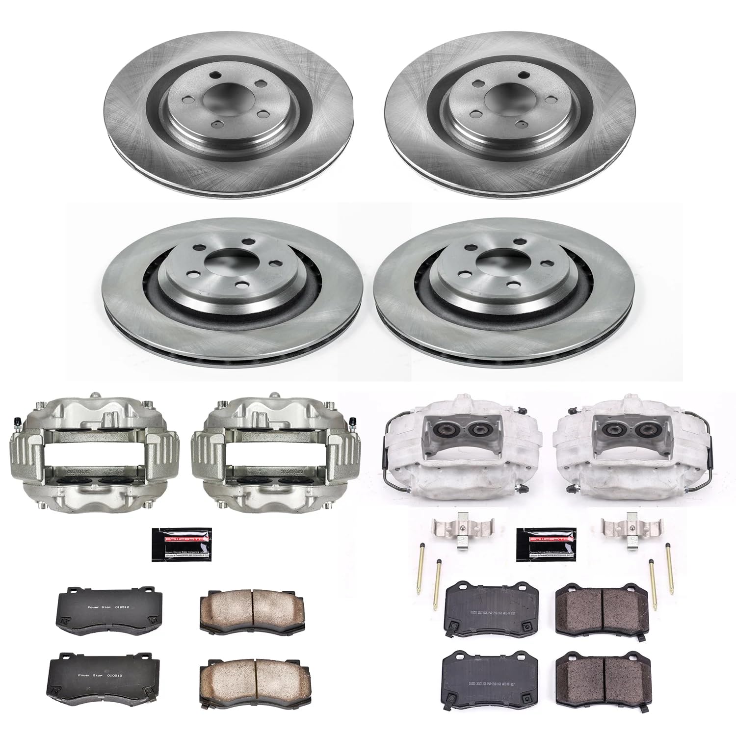 Power Stop KCOE4023 Replacement Autospeciality Front and Rear Caliper Kit- OE Rotors, Ceramic Brake Pads, Calipers For 300, 300, Challenger, Charger, Charger, Magnum [Model Specific]