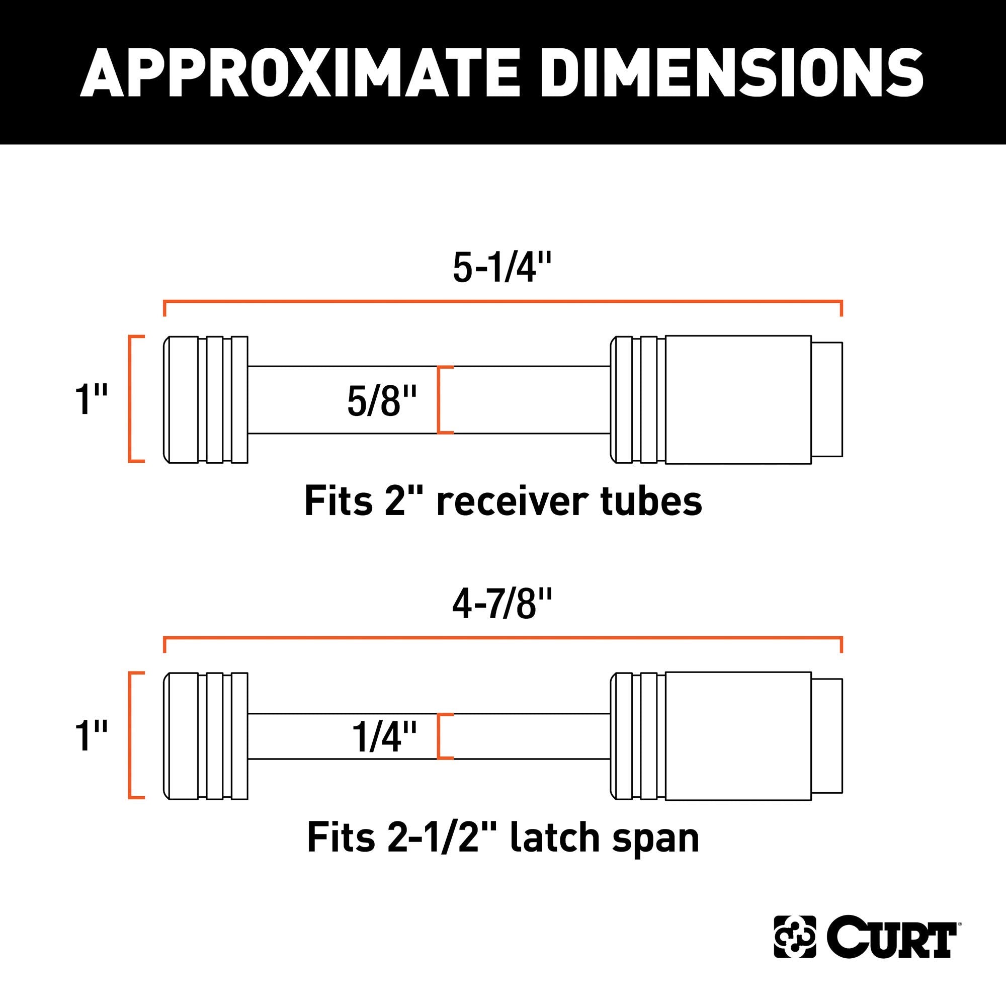 CURT Trailer Lock Set for 2-Inch Receiver, 2-1/2-Inch Coupler Latch Span, Chrome & Black 23527