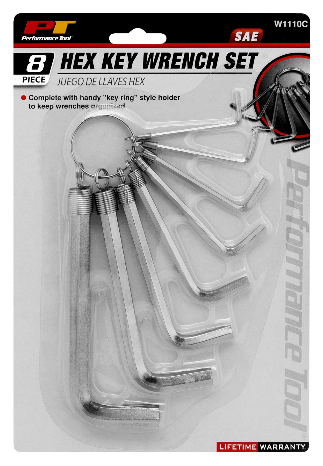 8-Piece SAE Hex Key Wrench Set Performance Tool W1110C for Precision Tightening and Loosening in Automotive, DIY and Industrial Applications