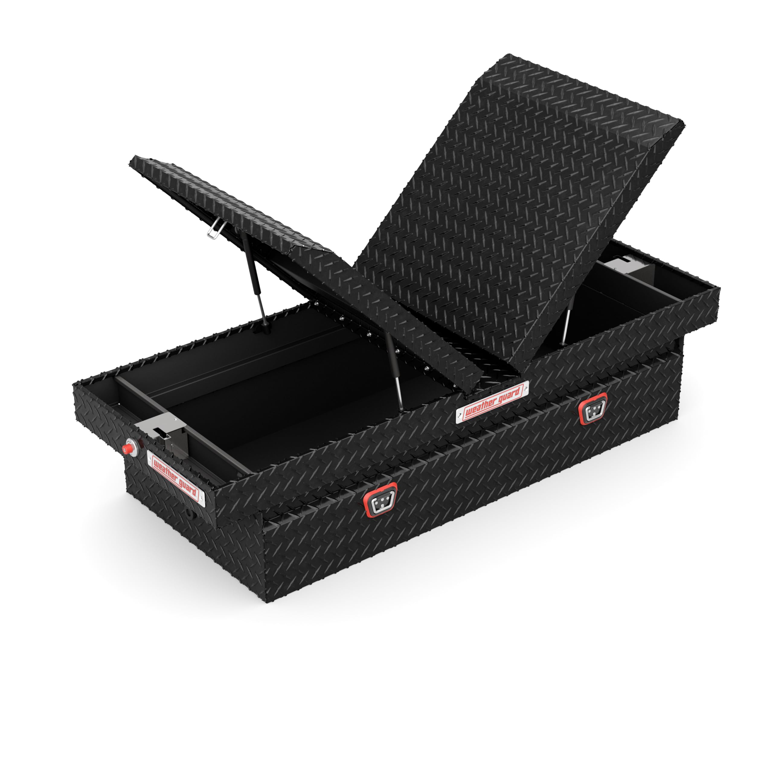 Extra-Wide Weather Guard Aluminum Crossover Gull Wing Truck Tool Box, Fits Full Size Trucks, 15.3 cu ft Storage Capacity (Gloss Black)