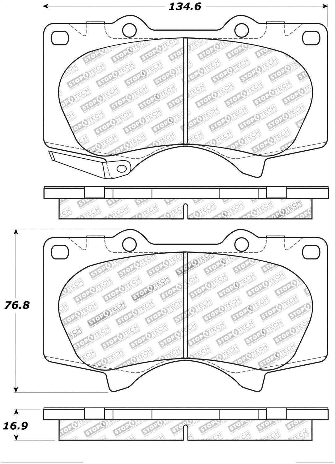 Front StopTech 308.09760 Brake Pads with Shims and Hardware Street