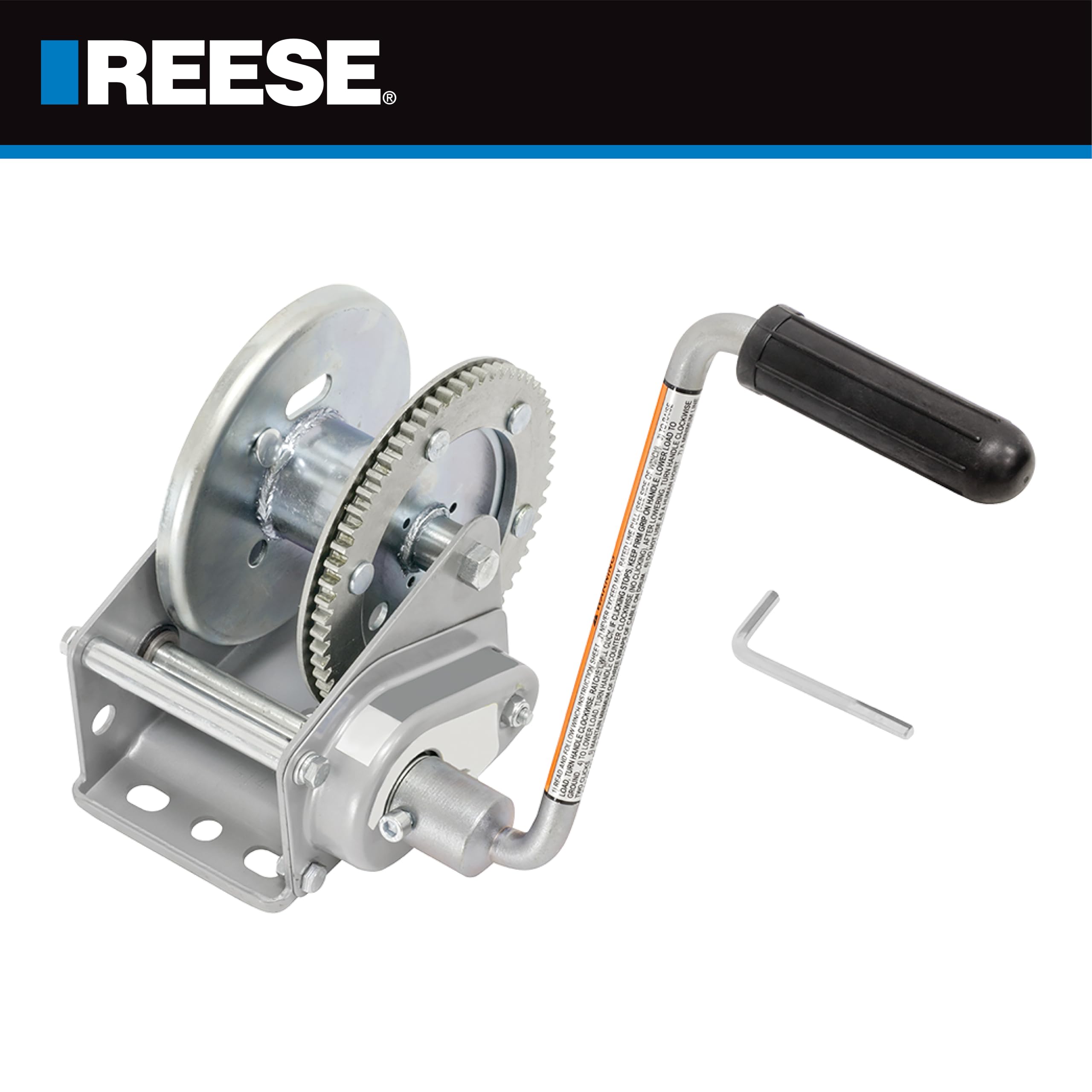 Reese Pro Series Brake Winch KR15000301, 1,500 lbs. Capacity, No Strap