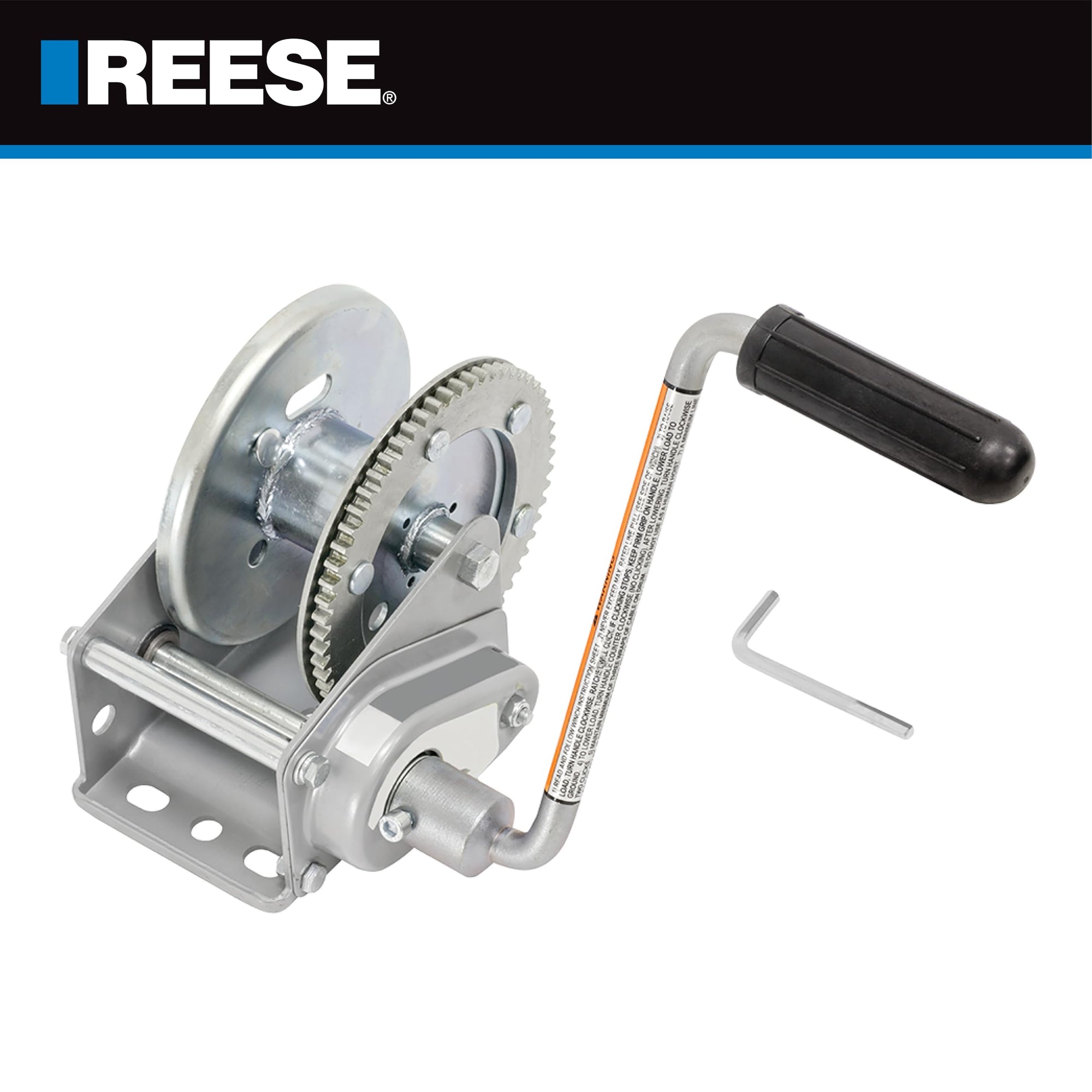 Reese Pro Series Brake Winch KR15000301, 1,500 lbs. Capacity, No Strap