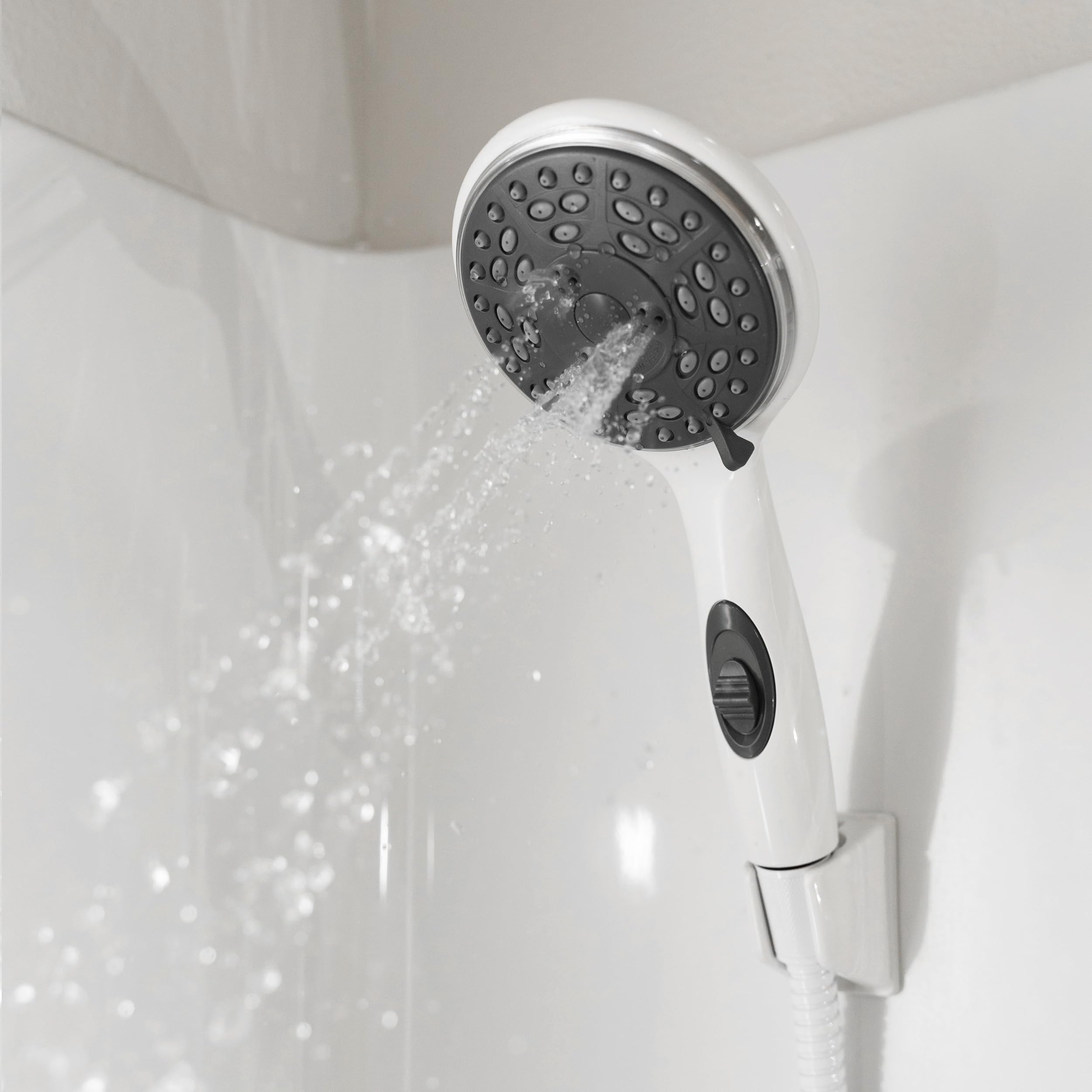 Dura Faucet Handheld Premium RV Shower Wand with Eco-Friendly On/Off Switch (White)
