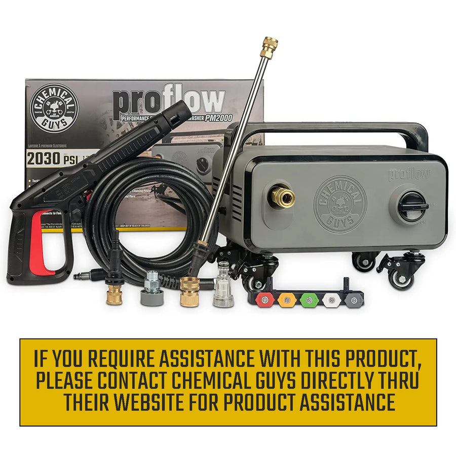 Chemical Guys ProFlow Electric Pressure Washer PM2000 – 14.5 Amp Motor, 2030 Max PSI, 1.77 GPM with 5 Quick Connect Tips, Compact Portable Pressure Washer for Cars, Patios, Driveways and Home Cleaning