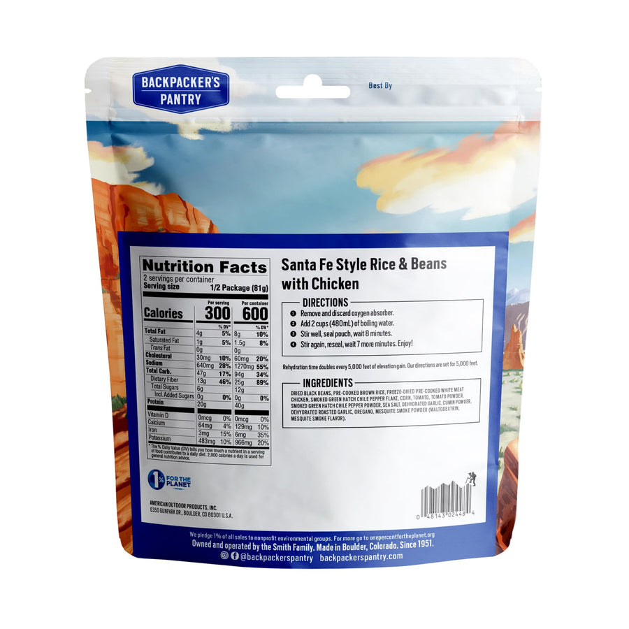 Santa Fe Rice & Beans with Chicken Backpacker's Pantry | Freeze Dried Backpacking & Camping Food, 1 Count