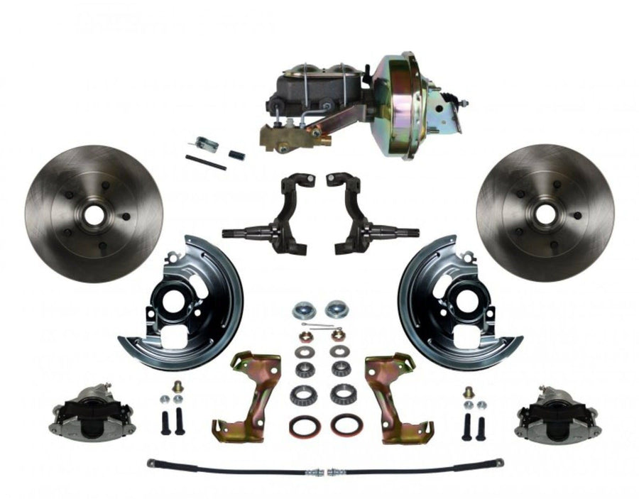 Power LEED BRAKES Front Disc Brake Conversion Kit With 9" Zinc Booster Cast Iron M/C Disc/Disc Side Mount