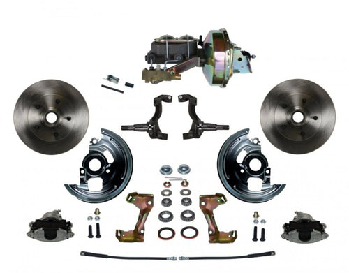 Power LEED BRAKES Front Disc Brake Conversion Kit With 9" Zinc Booster Cast Iron M/C Disc/Disc Side Mount