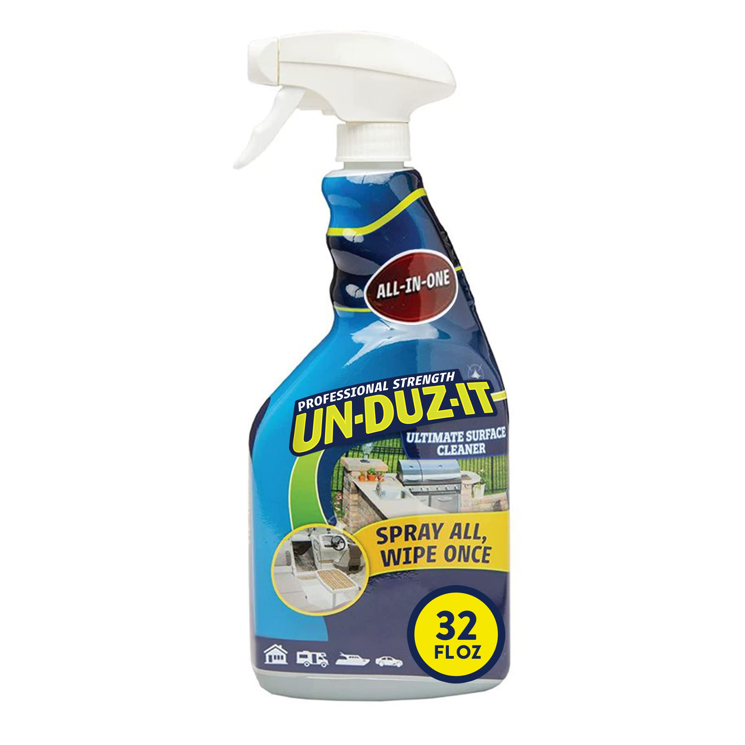 Vinyl Cleaner and Restorer Un-Duz-It, Multi-Surface Cleaner for Boats, RV, Auto and Outdoor Furniture, 32 Fl Oz Spray Bottle