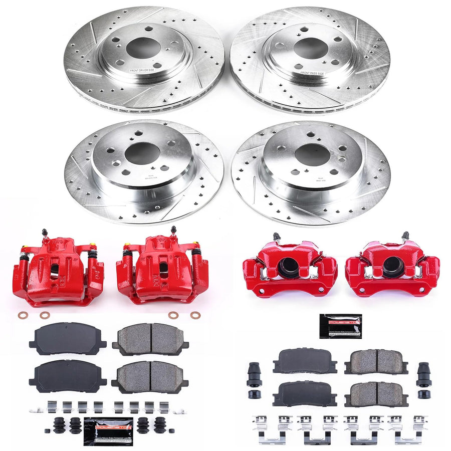 Power Stop Z23 KC1140A Daily Driver Front and Rear Caliper Kit-Brake Rotors & Carbon Ceramic Brake Pads For Toyota Highlander 2001-2003 [Model Specific]
