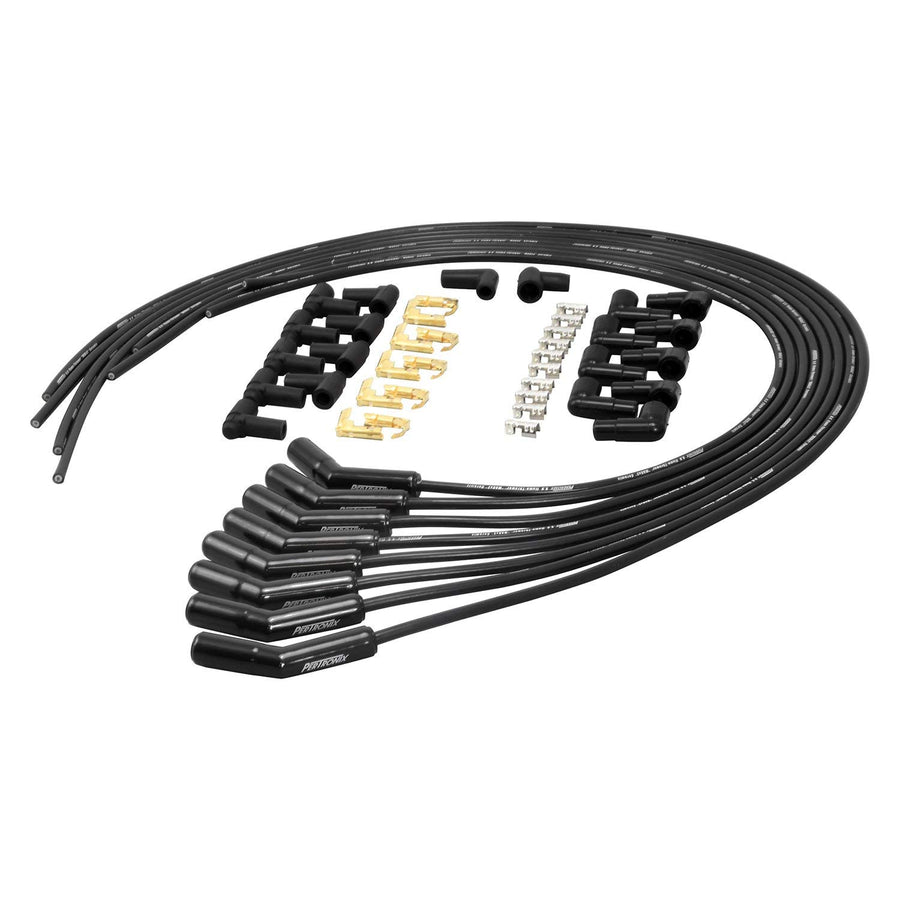 Pertronix Flame-Thrower 828215HT Spark Plug Wires 8 cyl Universal 45° Black Ceramic Boot; 8MM Black Wire