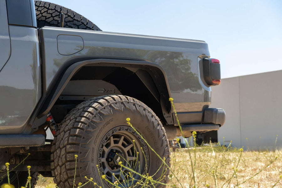 Rear Inner Fenders DV8 for 2020-2025 Jeep Gladiator JT | Protects Vital Components Near Rear Fender Compartment | Durable Lightweight Aluminum Construction | Bolt-On Installation | Powder Coated