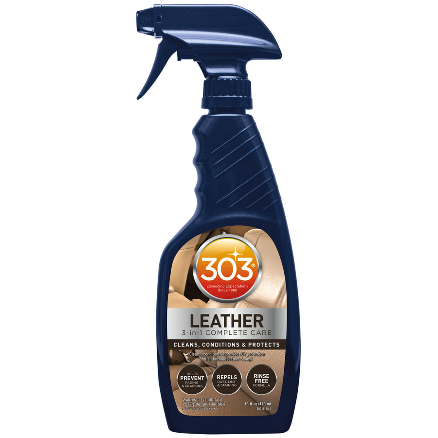 303 Products 3-In-1 Leather Complete Care - Cleans, Conditions, & Protects - Helps Prevent Fading & Cracking - Rinse Free Formula - Repels Dust, Lint, & Staining, 16 fl. oz. (30218CSR) Packaging May Vary