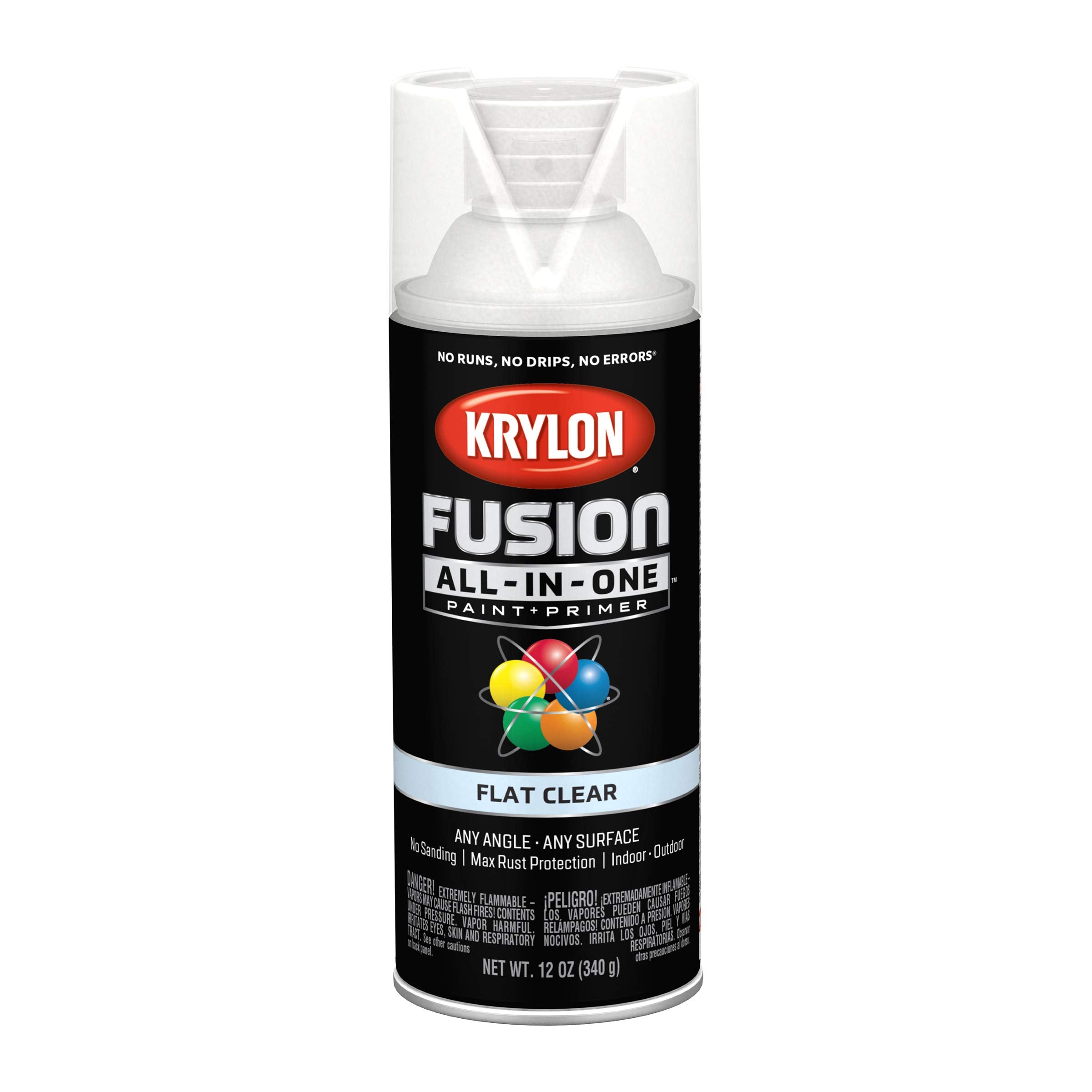 Krylon All-In-One Fusion Adhesive Spray Paint for Indoor/Outdoor Use, 12 oz, Clear