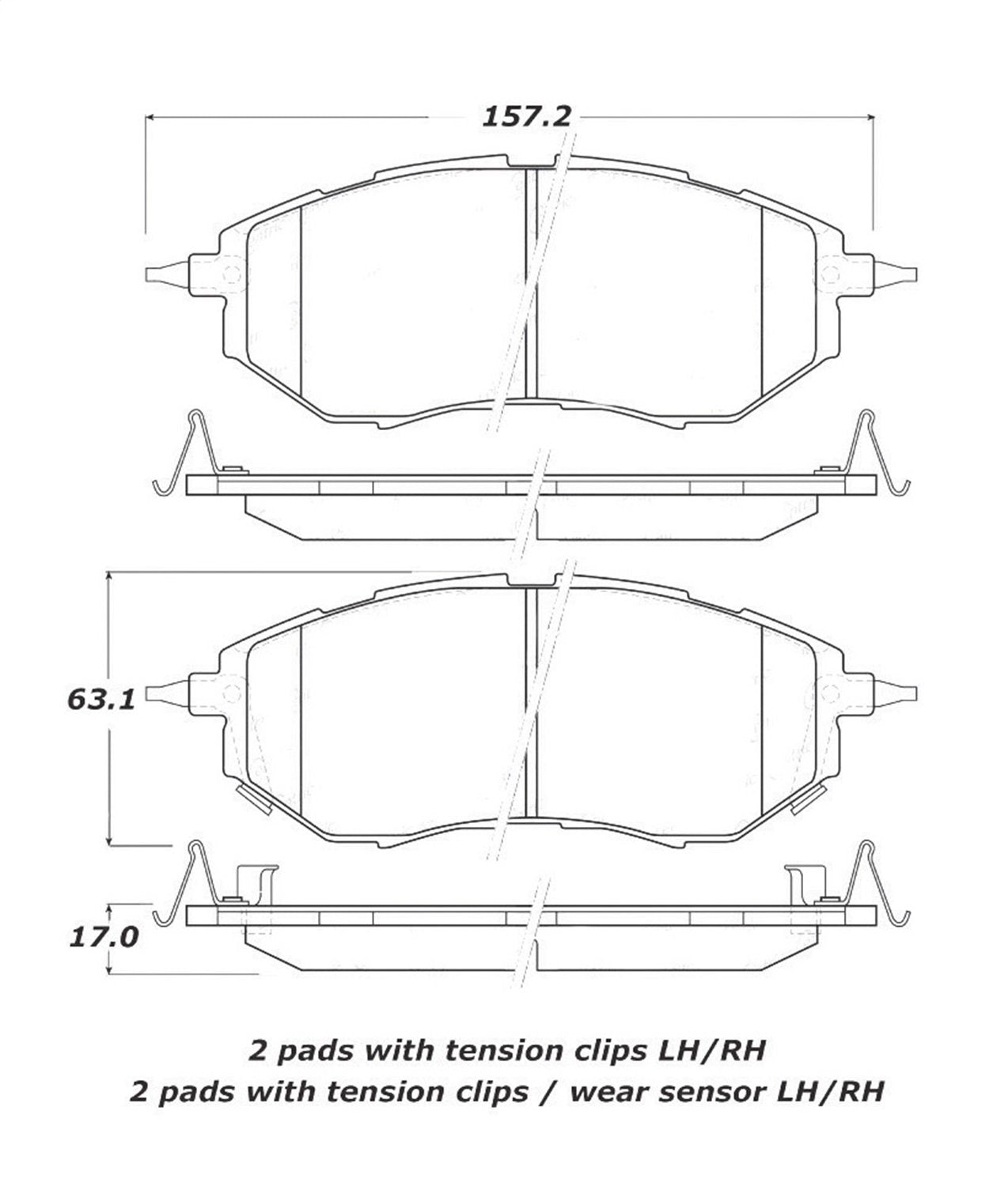 Front StopTech 308.10780 Brake Pads with Shims and Hardware Street