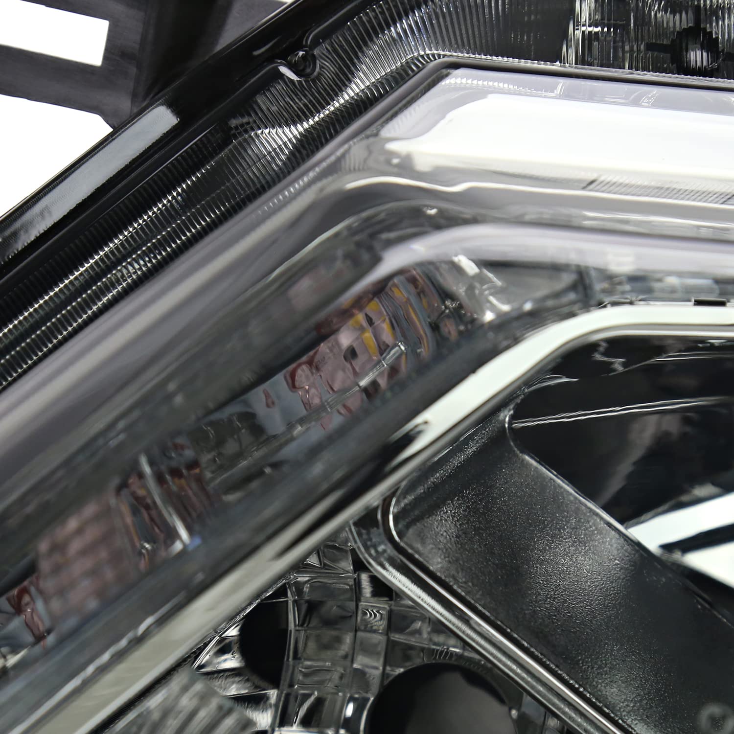 Smoke Headlights w/LED Strip SPEC-D TUNING Compatible with 2014-2016 Nissan Rogue, Left + Right Pair Headlamp Assembly