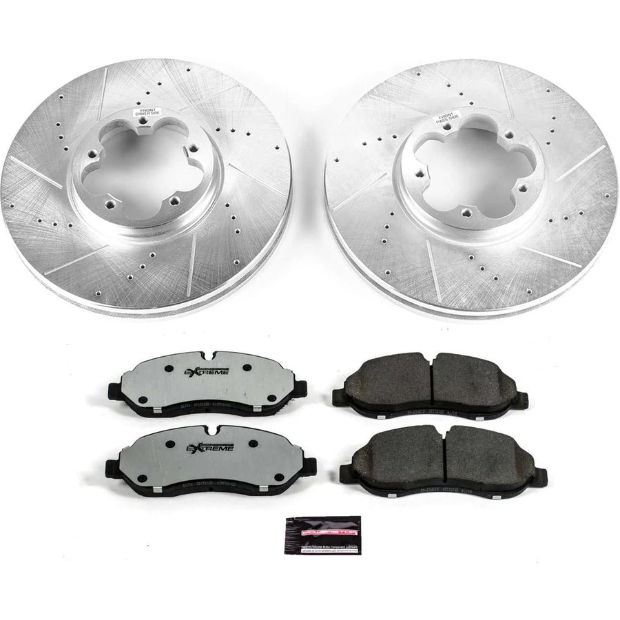 Power Stop Front Z36 Truck & Tow Brake Kit K7150-36, Carbon Fiber Ceramic Brake Pads and Drilled/Slotted Brake Rotors For Ford Transit-150, Ford Transit-250, Ford Transit-350 [Model Specific]