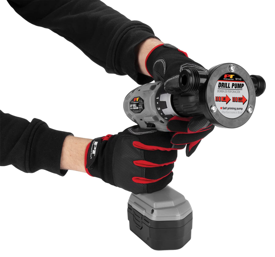 W1143 Performance Tool Liquid Transfer Pump for Corded/Cordless Drills - 225 GPH, 3/4-Inch Max Hose Diameter, Self-Priming, Corrosion-Resistant Shaft