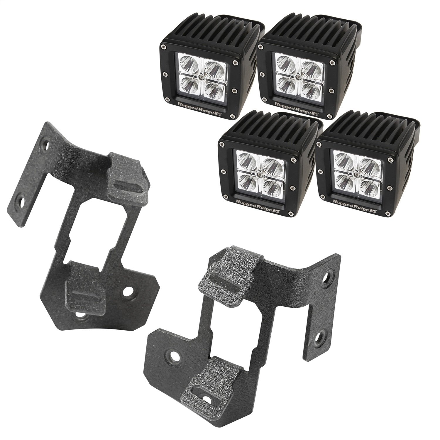 Rugged Ridge A-Pillar Light Mount Kit for Jeep Wrangler JK/JKU | Square LED | 11232.35 | Fits 2007-2018 Jeep Wrangler JK/JKU