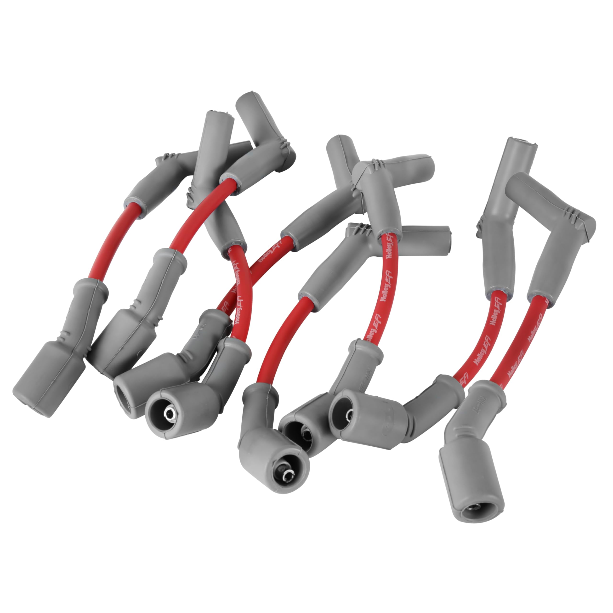 Spark Plug Wire Set Holley EFI 561-102 - Red with Grey 45 Degree Boots