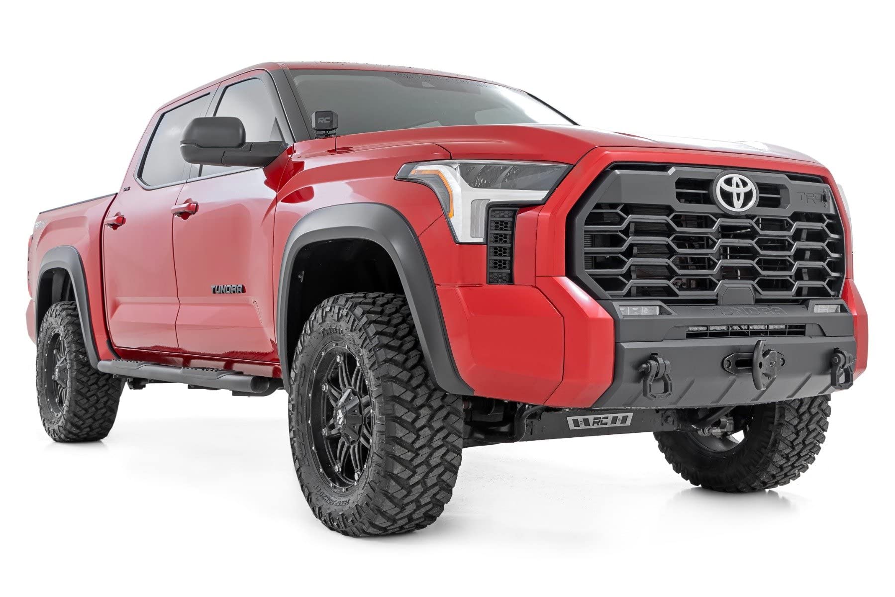 Rough Country Fender Flares Sport for Toyota Tundra (2022-2025) - 6" Flare Height, Paintable Flat Black ABS, UV-Protected, No-Drill Install