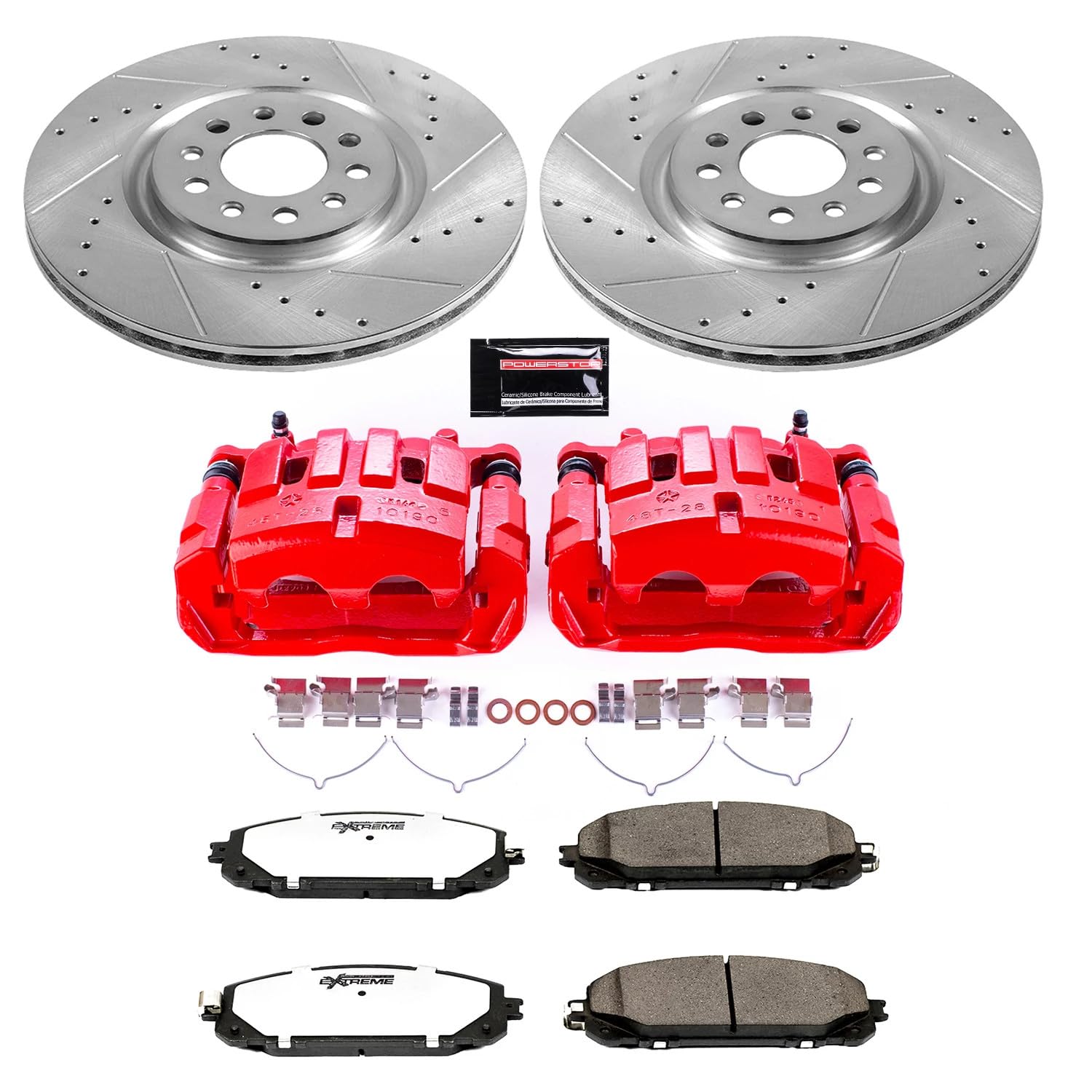 Power Stop Z36 KC6540-36 Truck & Tow Front Brake Kit-Brake Rotors, Brake Pads & Calipers For Jeep Cherokee 2014-2015 [Model Specific]