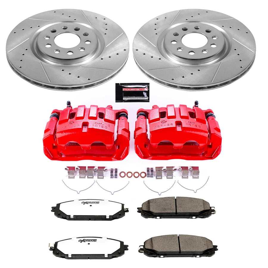 Power Stop Z36 KC6540-36 Truck & Tow Front Brake Kit-Brake Rotors, Brake Pads & Calipers For Jeep Cherokee 2014-2015 [Model Specific]