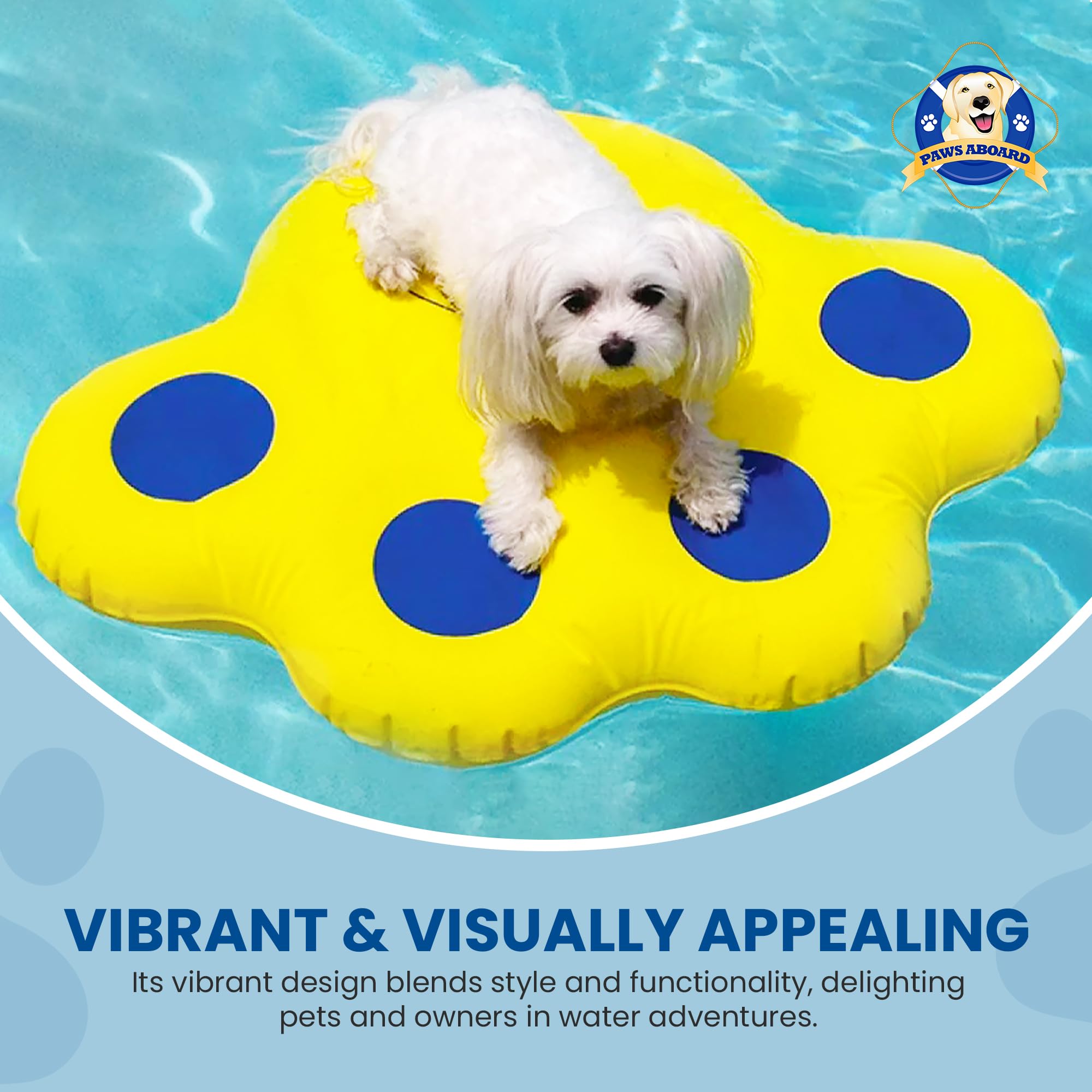 Paws Aboard Floating Durable Doggy Lazy Raft - Heavy-Duty, Puncture Resistant, Vinyl Inflatable Pool Floats for Dogs, Ideal for Swimming Pools, River, Lake, and Boat Adventures - X-Large (70" x 55")