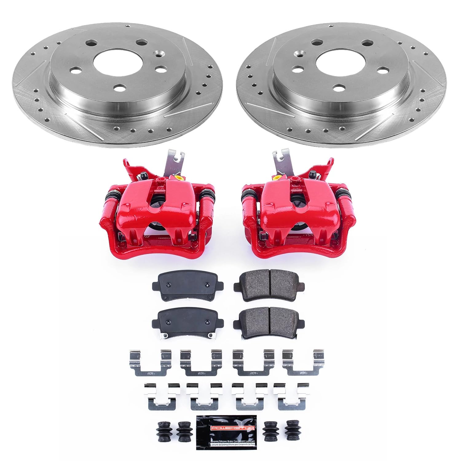Power Stop Z23 Daily Driver Rear Brake Caliper Kit-Drilled/Slotted Brake Rotor, Brake Pads & KC5531A Calipers