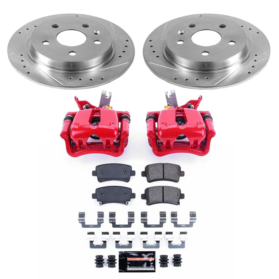 Power Stop Z23 Daily Driver Rear Brake Caliper Kit-Drilled/Slotted Brake Rotor, Brake Pads & KC5531A Calipers