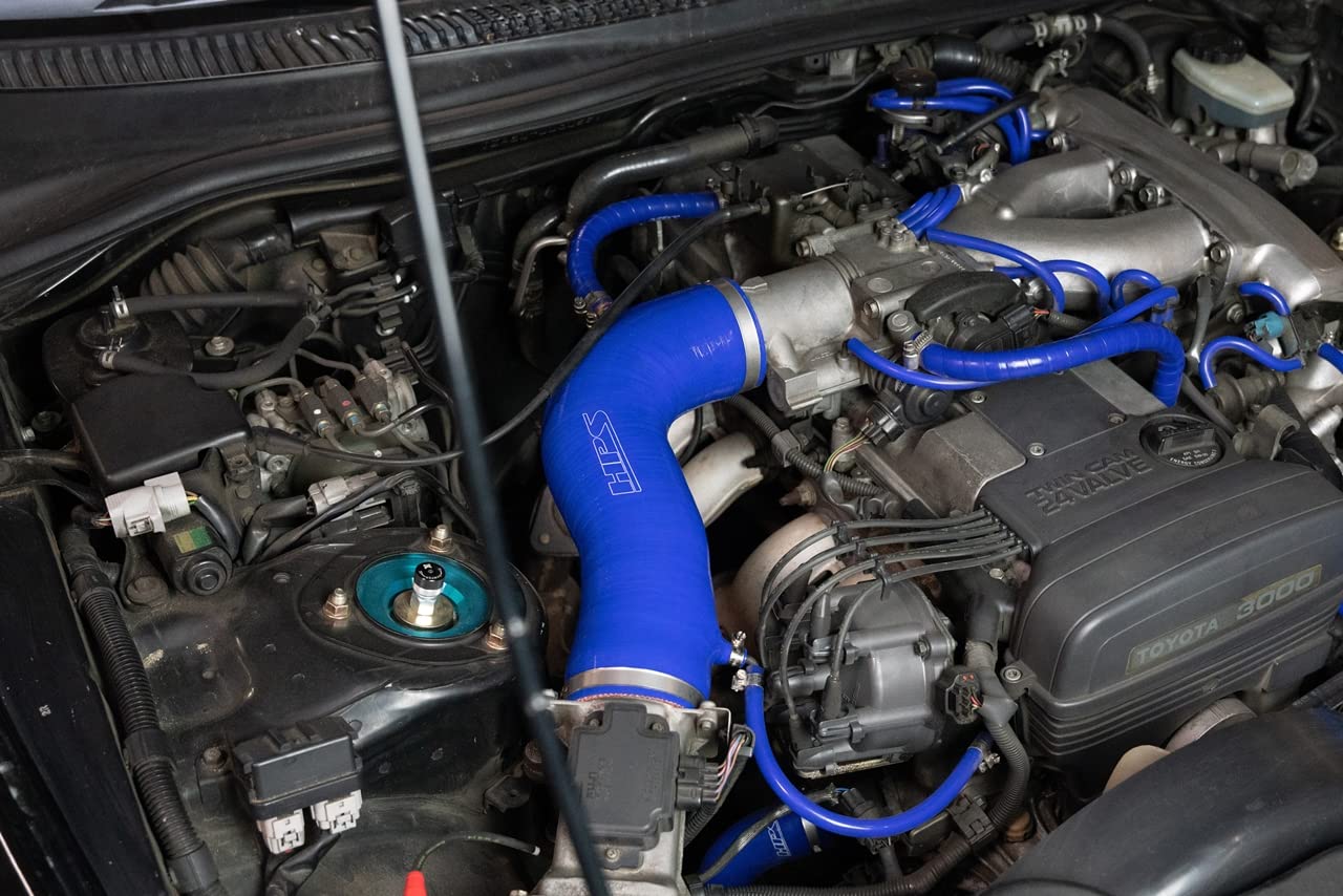 Black Silicone Air Intake Hose Kit HPS Performance Compatible for 1993-1996 Toyota Supra 3.0L Non Turbo MK4 2JZ-GE, 57-2051-BLK