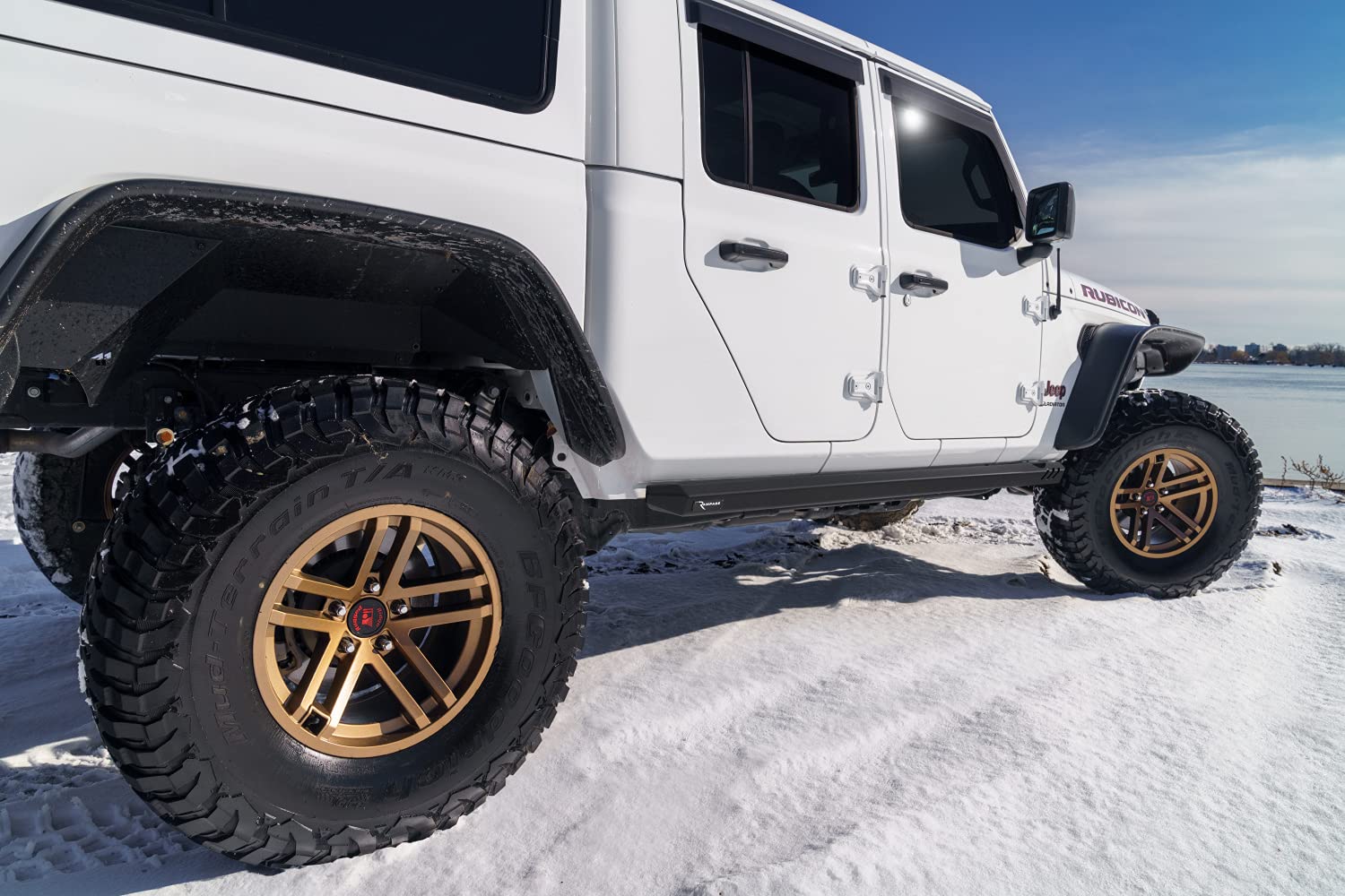 Rock Rail RAMPAGE PRODUCTS Nerf Bars for Jeep Gladiator JT | Pair, Steps Sold Separately, Steel, Black | 26410035 | Fits 2020-2025 Jeep Gladiator JT
