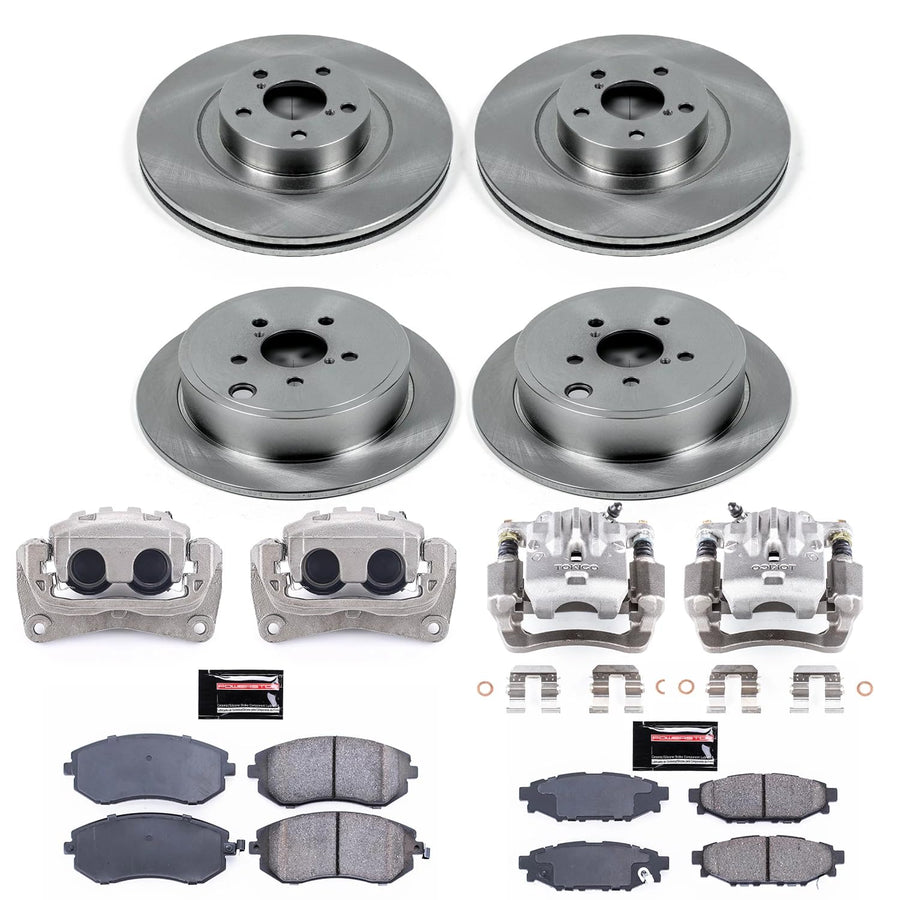 Power Stop Autospecialty KCOE4077A Front and Rear Stock Replacement Caliper Kit- OE Rotors, Ceramic Brake Pads, Calipers