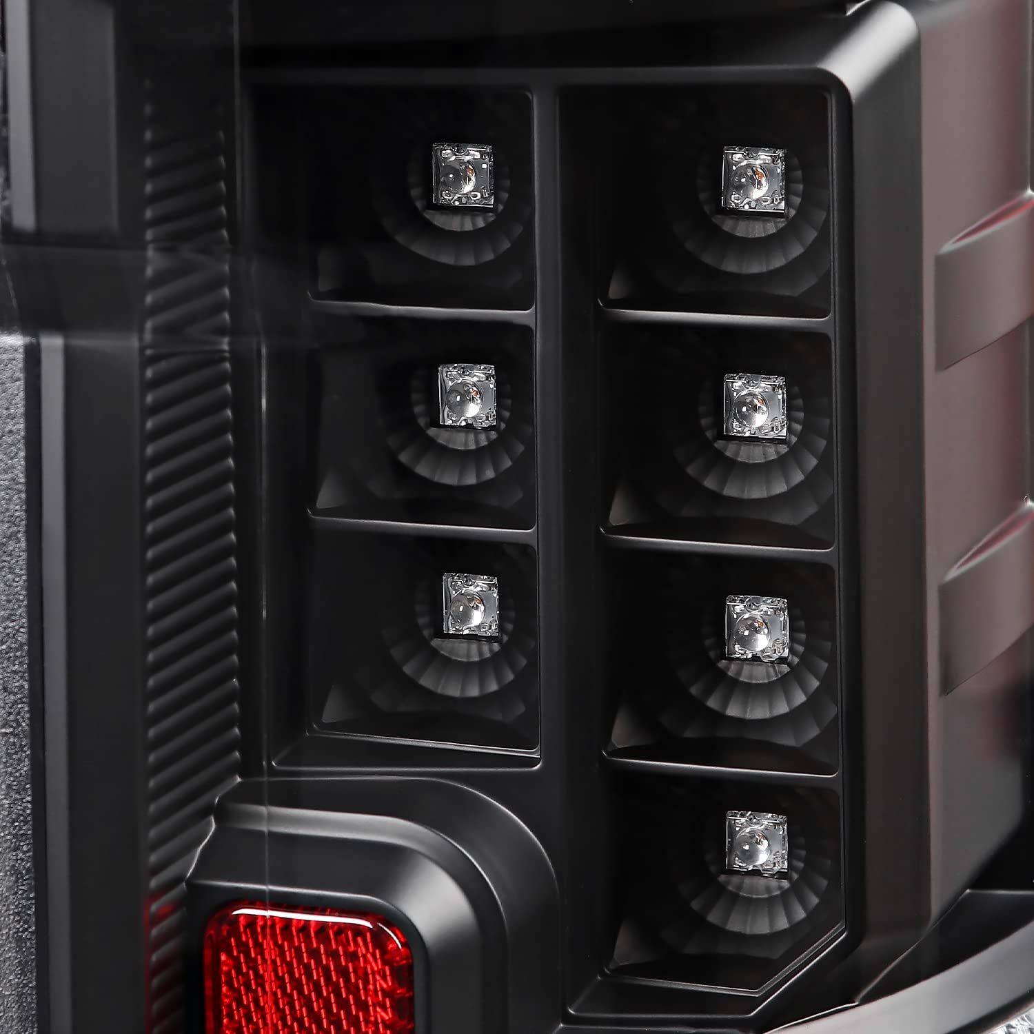Matte Black LED Tail Lights w/White LED Tube SPEC-D TUNING Compatible with 2017-2019 Ford F250/350/450/550, Left + Right Pair Tail Lamp Assembly