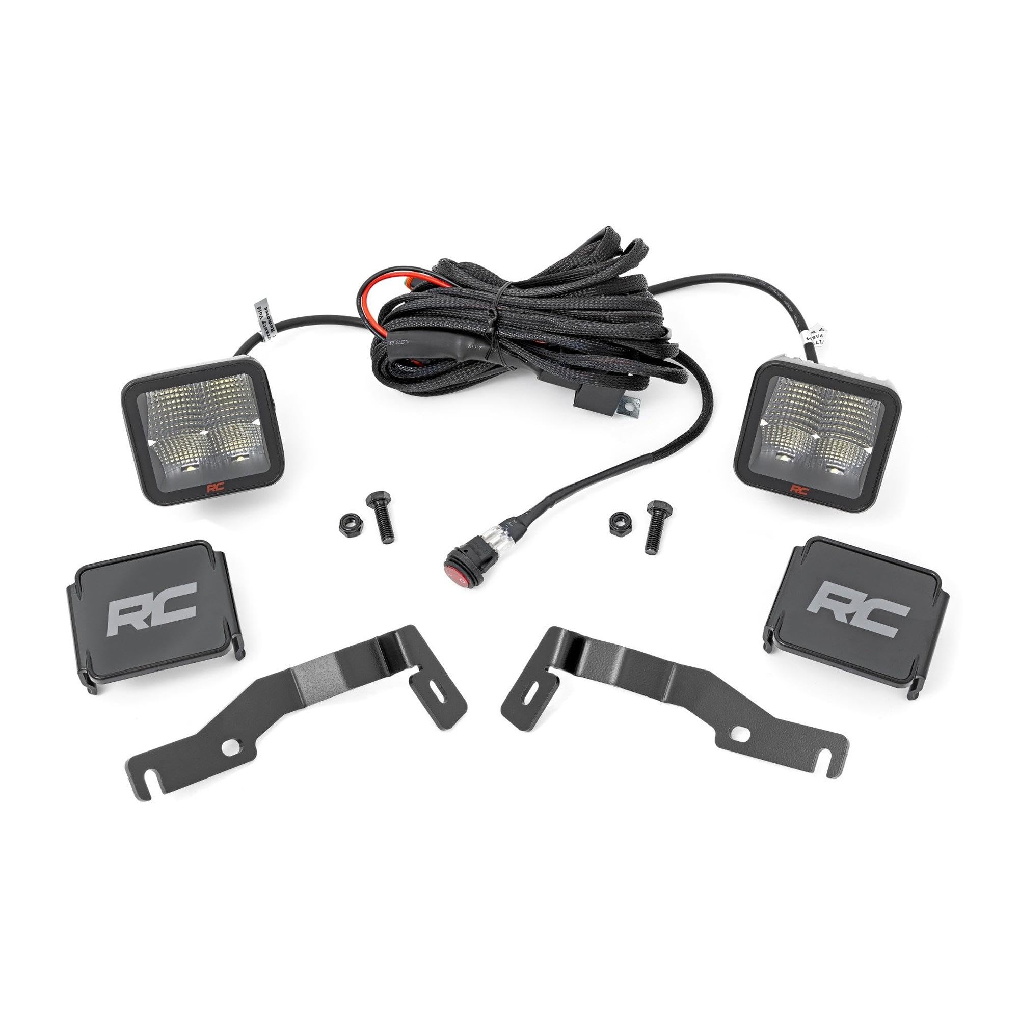 Ditch Light Kit Rough Country for Toyota Tacoma (2024-2025) - Hood Mount, 80W Dual 2" Spectrum Series, 9,600 Lumens, Wide Flood Beam