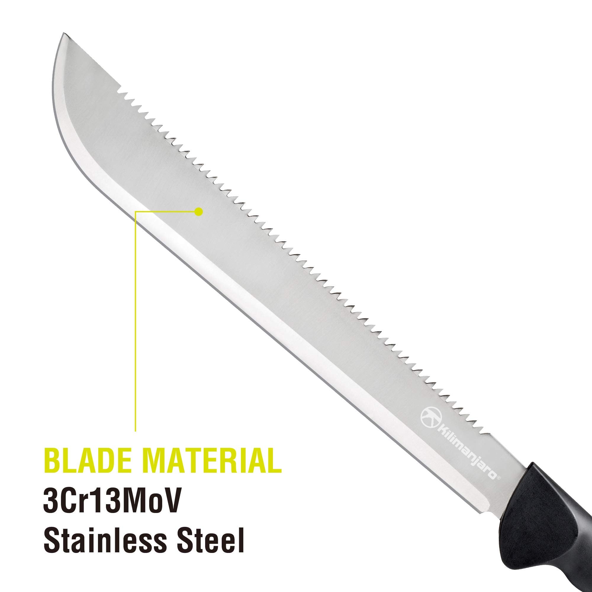 21 Inch Kilimanjaro Stainless Steel Machete with Serrated Back and Black Finish, Outdoor Survival, Cutting, Hiking, Camping, Outdoor Adventures - 910040