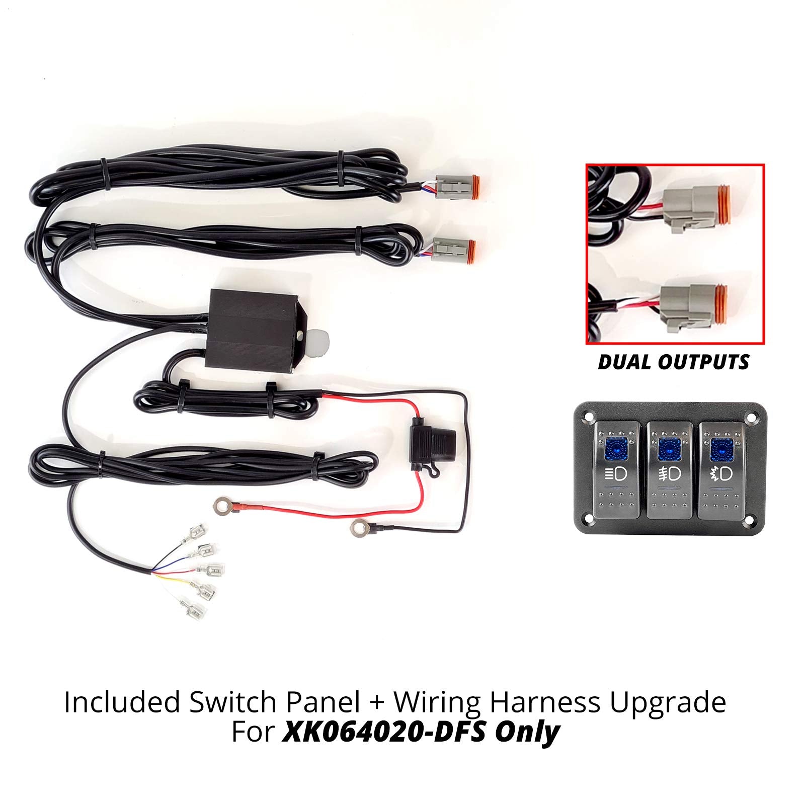 2nd Gen XKGLOW 20in Razor Light High Beam Driving Fog Strobe Combo with Wire & Switch