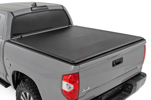 Soft Roll-Up Truck Bed Cover Rough Country for Toyota Tundra (2007-2021) - Fits 6'7 Bed, Weather-Resistant Tonneau Cover