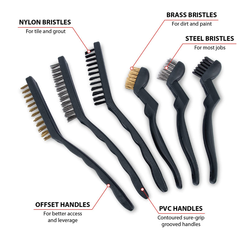W4950 Performance Tool Detailing Brush Set (6 Pieces) - Perfect for Cleaning Interior and Exterior of Your Car, Truck or Motorcycle
