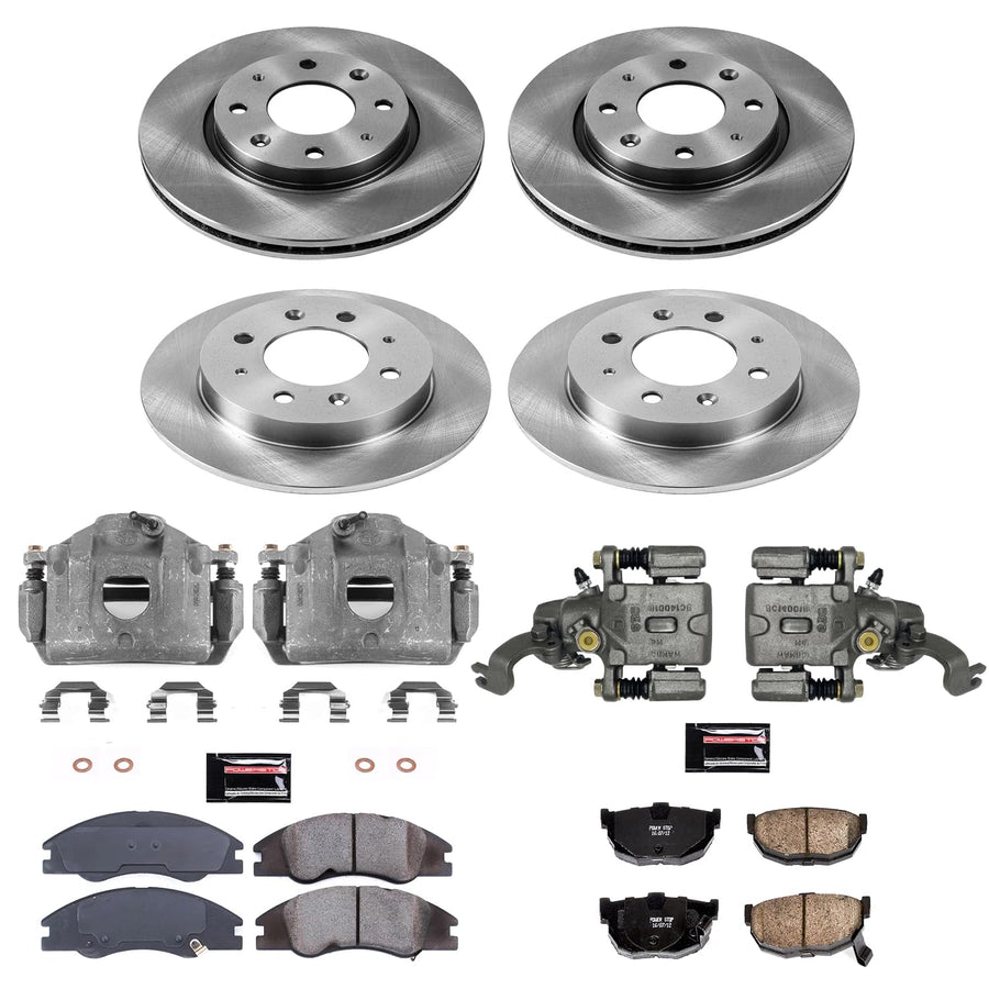 Power Stop Autospecialty Front & Rear Caliper Brake Kit- Brake Rotors, Brake Pads and Ceramic Brake Calipers