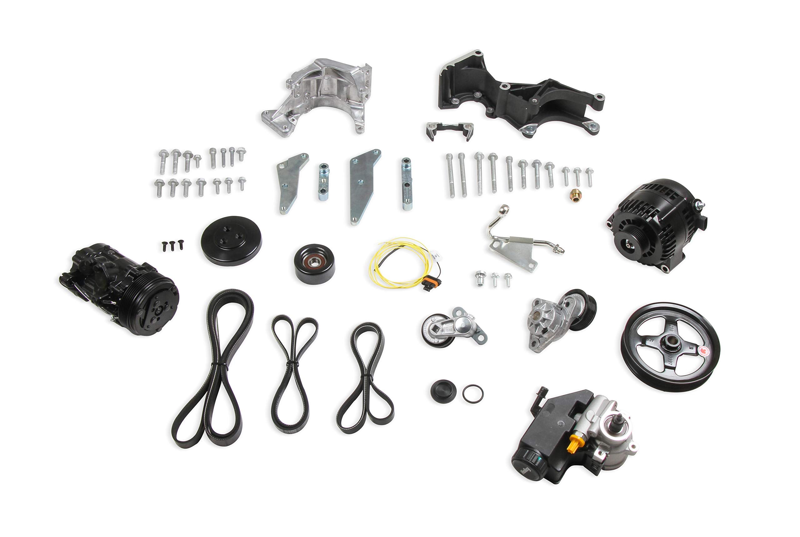 Holley Low 20-162BK Complete Accessory Drive System (Alt, P/S & A/C)- Black Finish