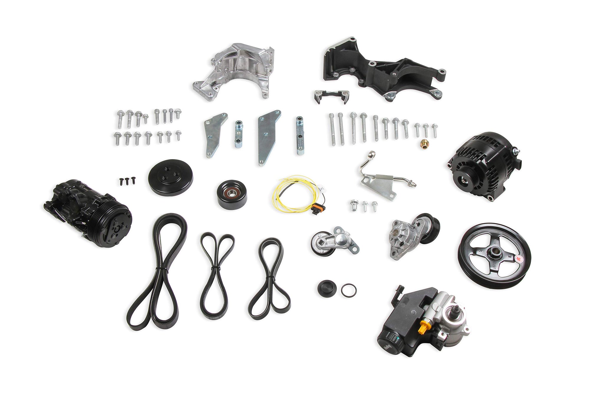 Holley Low 20-162BK Complete Accessory Drive System (Alt, P/S & A/C)- Black Finish