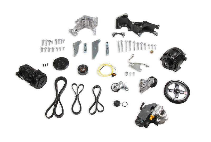 Holley Low 20-162BK Complete Accessory Drive System (Alt, P/S & A/C)- Black Finish