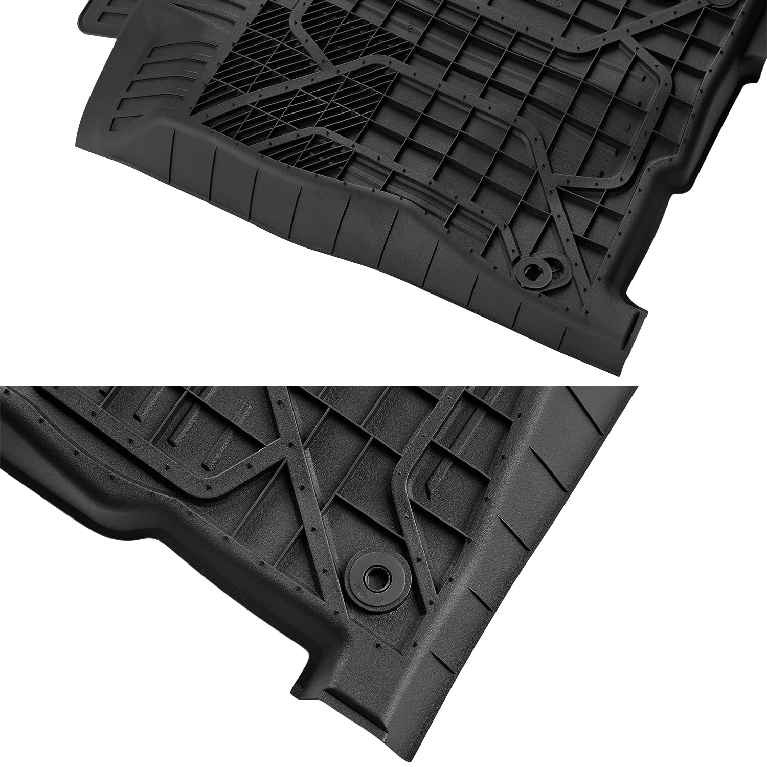 All-Weather Spec-D Tuning Black Injection-Molded TPE Front + Rear Floor Mats Compatible with 2016-2021 Honda Civic, 5PC