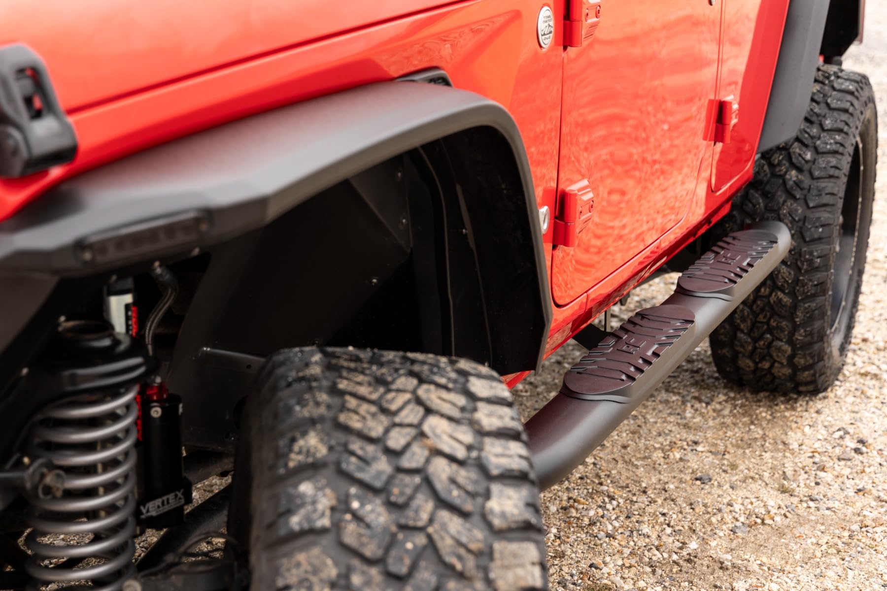 Rough Country Nerf Steps Oval for Jeep Wrangler Unlimited (2018-2025) 4-Door - OEM Style Rails with Built-in Side Steps