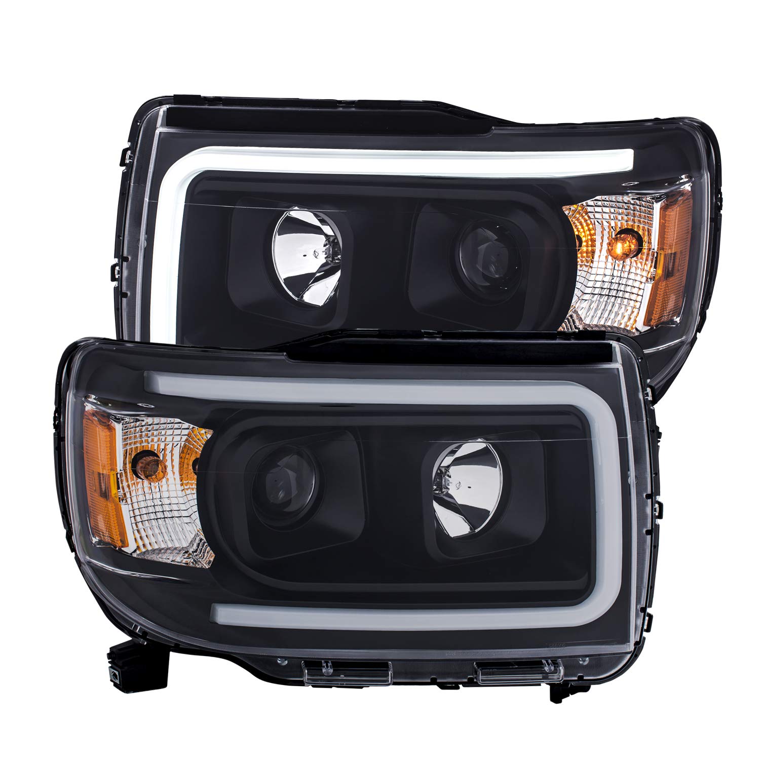 GMC CANYON AnzoUSA 15-18 PROJECTOR PLANK STYLE HEADLIGHT BLACK W/AMBER