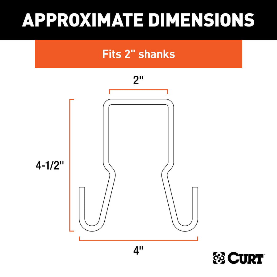 CURT Trailer Safety Chain Holder Bracket for Clip-On 2-inch Shank, Stainless Steel Hanger Hooks