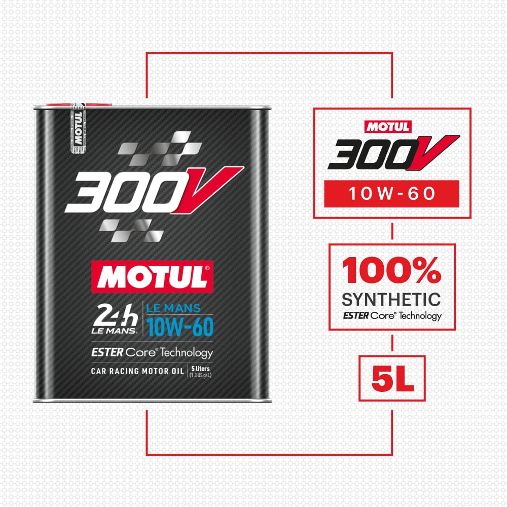300V MOTUL 10W-60 LE MANS Car Racing Motor Oil Full Synthetic Engine Lubricant 5 Liter High Performance 4-Stroke Ester Core