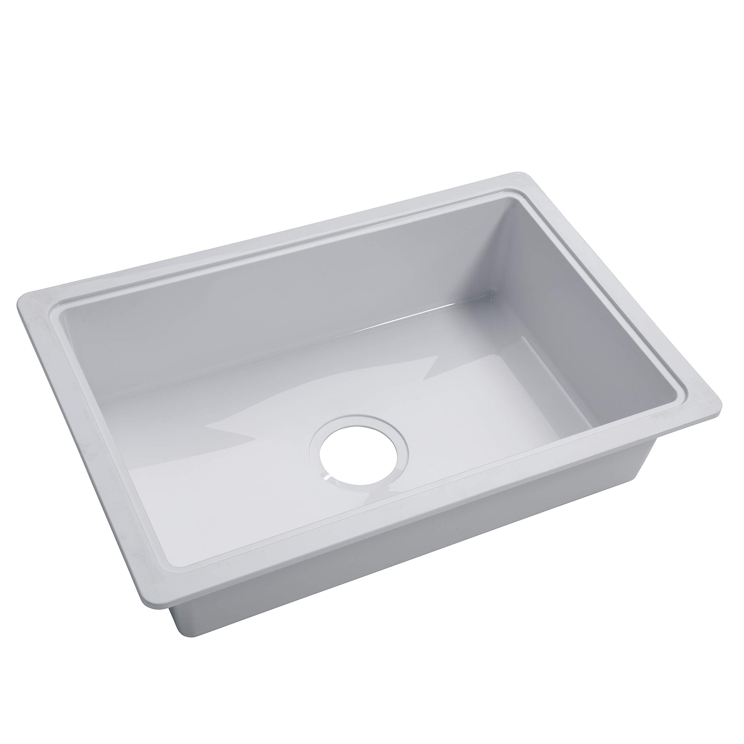 25" x 17" x 6.6" RV Kitchen Single Galley Sink - White ABS Plastic for 5th Wheel, Travel Trailer, Camper